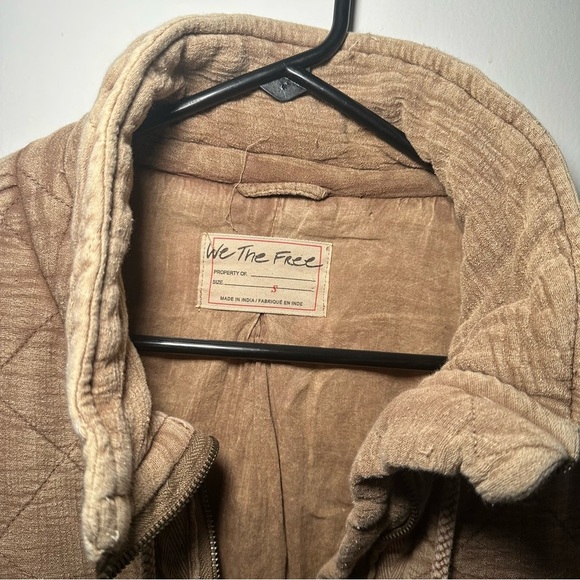 We The Free People Luna Cozy Lagenlook Quilted Puffer Neutral Bomber Jacket S - Picture 8 of 15